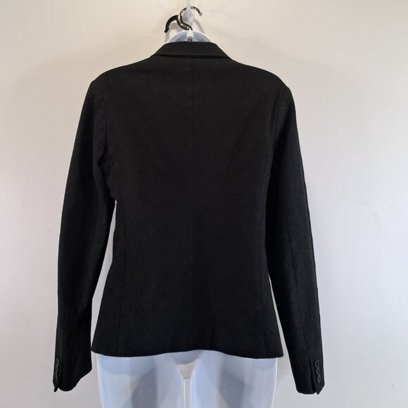 Barneys New York Textured 3 Button Lined Black Blazer Jacket Size 6 - Picture 5 of 9
